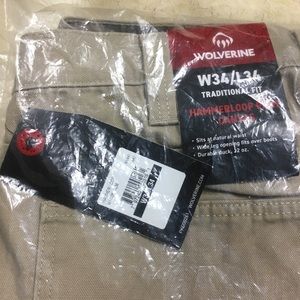 Wolverine Mens Work Pants Hammer Loop Khaki Canvas 34x34
